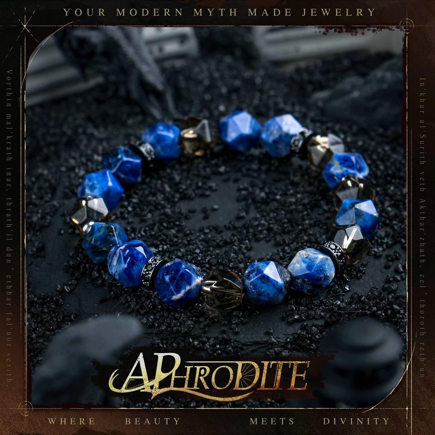 Azure Veil — Sculpted Crystal Bead Bracelet, Deep Blue Clarity, Quietly Luxurious Design