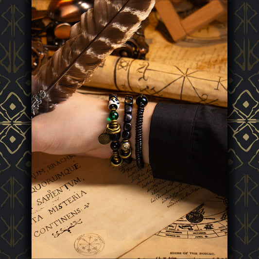 Ebony Heritage Bracelet — Chinese Aesthetic, Ethnic Influence, Sculpted Natural Character