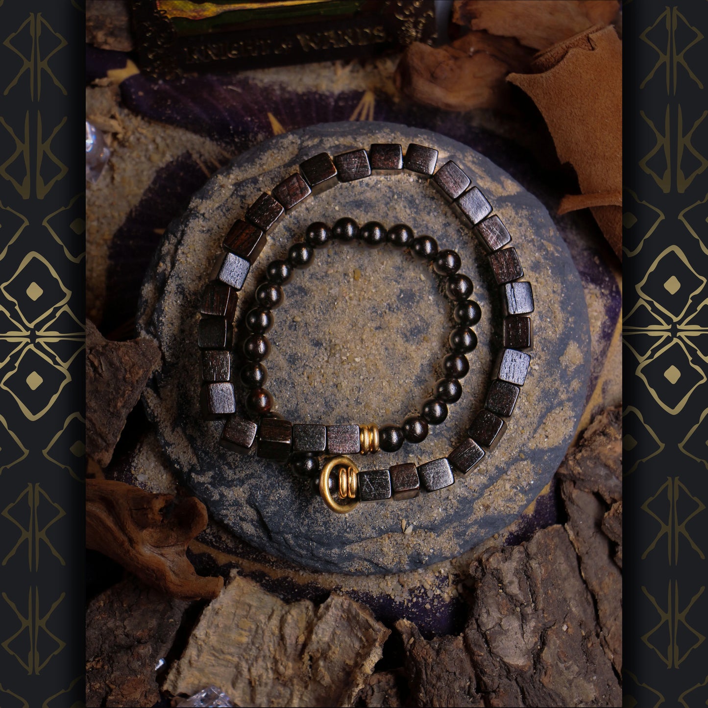 Ebony Ritual Bracelet — Handcrafted Darkwood, Ethnic Spirit, Refined Natural Character