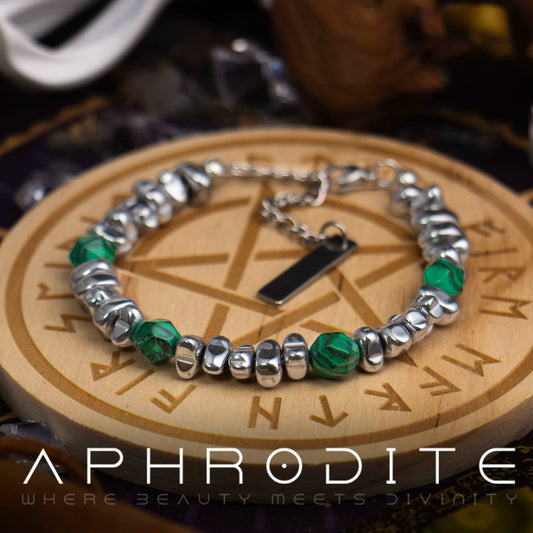 【雀纹锋链】碎银拼色天然石手链男款中式小众手串孔雀石情侣手链