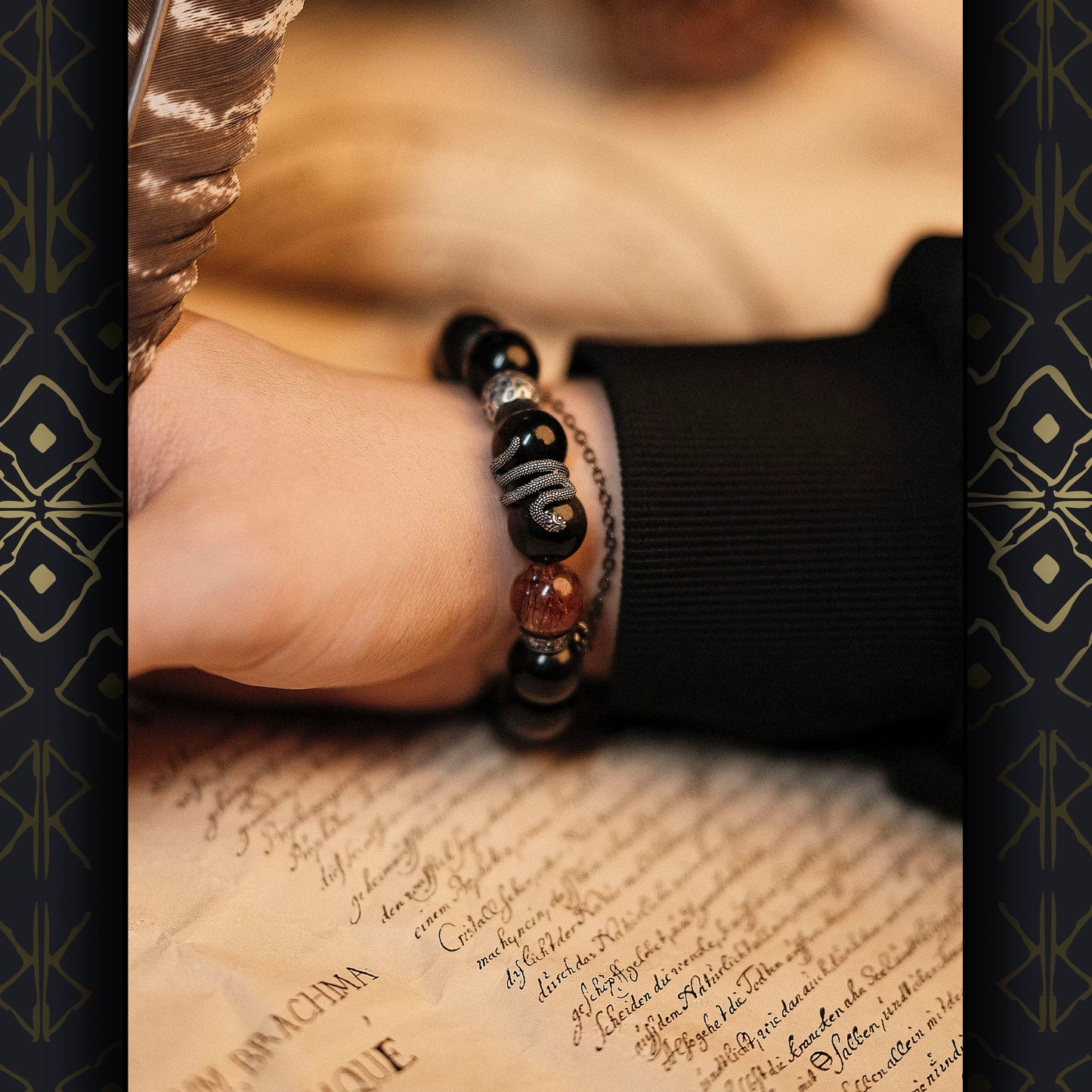 【黯影】S925银黑曜石手链男高级感小众手串珠生日饰品本命年礼物