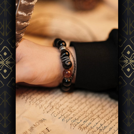 【黯影】S925银黑曜石手链男高级感小众手串珠生日饰品本命年礼物