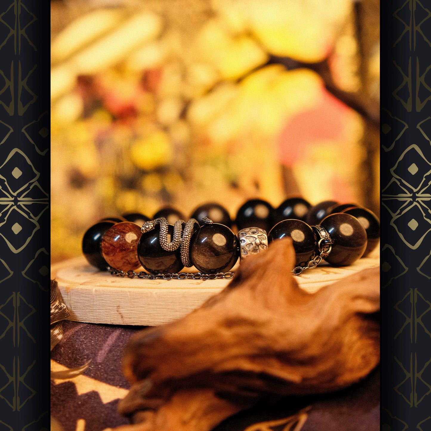 【黯影】S925银黑曜石手链男高级感小众手串珠生日饰品本命年礼物