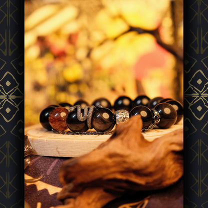 【黯影】S925银黑曜石手链男高级感小众手串珠生日饰品本命年礼物