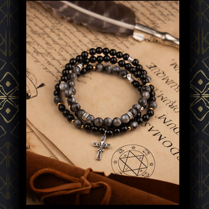 Obsidian Mark — Crystal Bead Bracelet