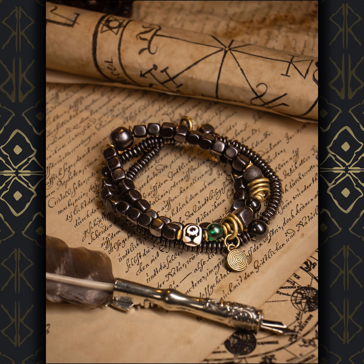 Ebony Heritage Bracelet — Chinese Aesthetic, Ethnic Influence, Sculpted Natural Character