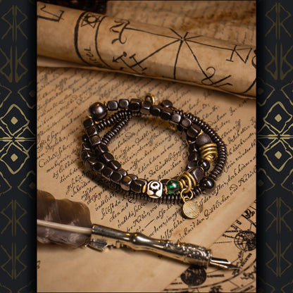 Ebony Heritage Bracelet — Chinese Aesthetic, Ethnic Influence, Sculpted Natural Character