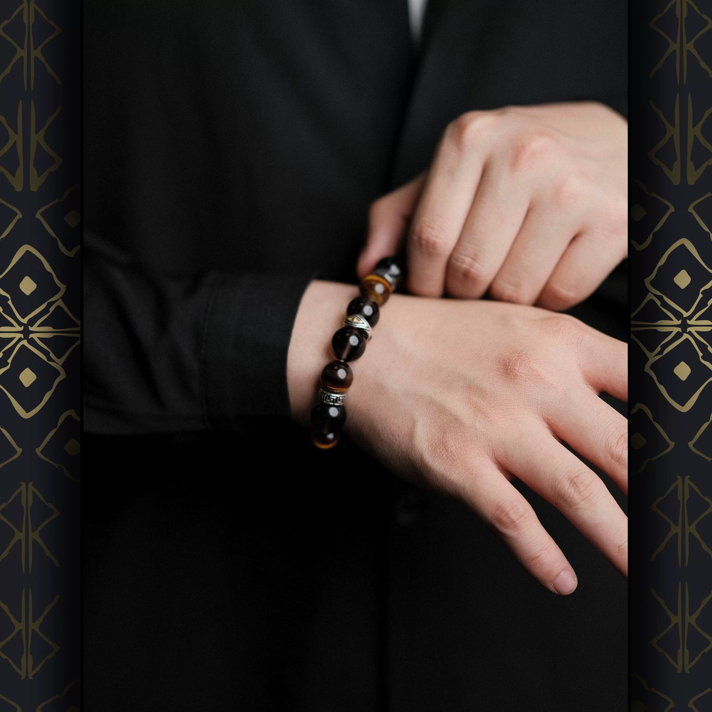 Unordered Mind — S925 Silver Tiger’s Eye & Smoky Quartz Bracelet