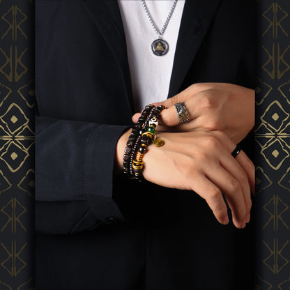 Ebony Heritage Bracelet — Chinese Aesthetic, Ethnic Influence, Sculpted Natural Character