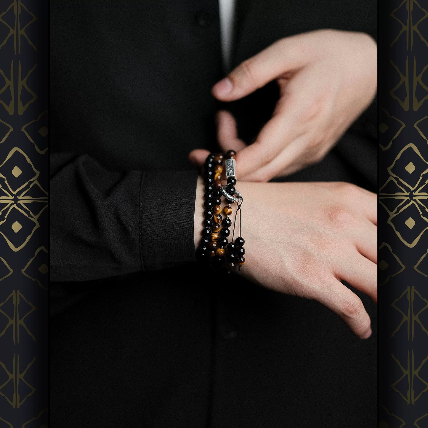 No Boundaries — Natural Tiger’s Eye & Obsidian Triple-Wrap Bracelet