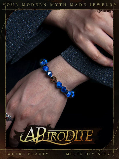 Azure Veil — Sculpted Crystal Bead Bracelet, Deep Blue Clarity, Quietly Luxurious Design