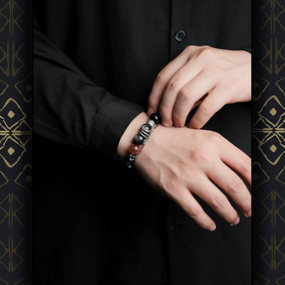 【黯影】S925银黑曜石手链男高级感小众手串珠生日饰品本命年礼物
