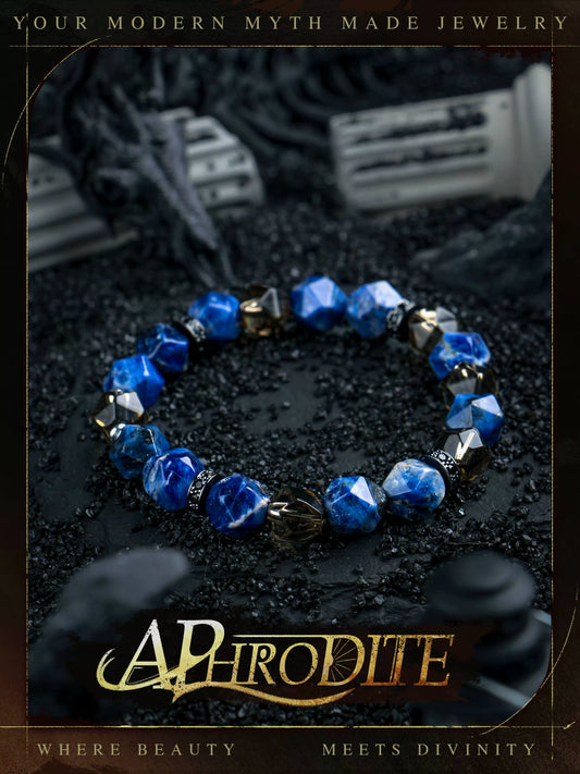 Azure Veil — Sculpted Crystal Bead Bracelet, Deep Blue Clarity, Quietly Luxurious Design