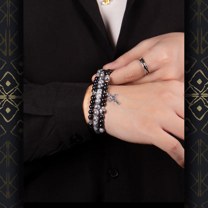 Obsidian Mark — Crystal Bead Bracelet