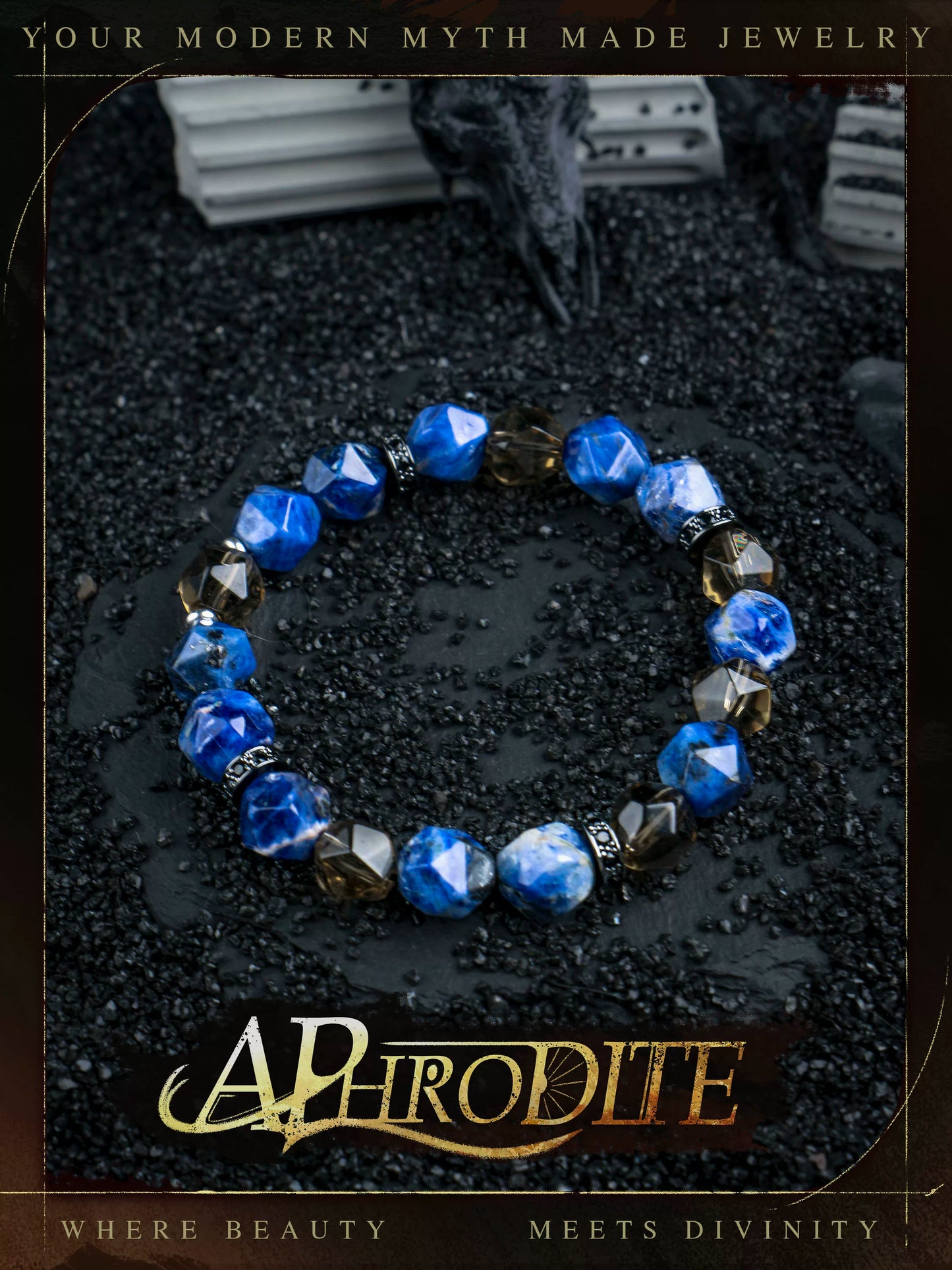 Azure Veil — Sculpted Crystal Bead Bracelet, Deep Blue Clarity, Quietly Luxurious Design