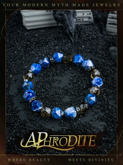 Azure Veil — Sculpted Crystal Bead Bracelet, Deep Blue Clarity, Quietly Luxurious Design